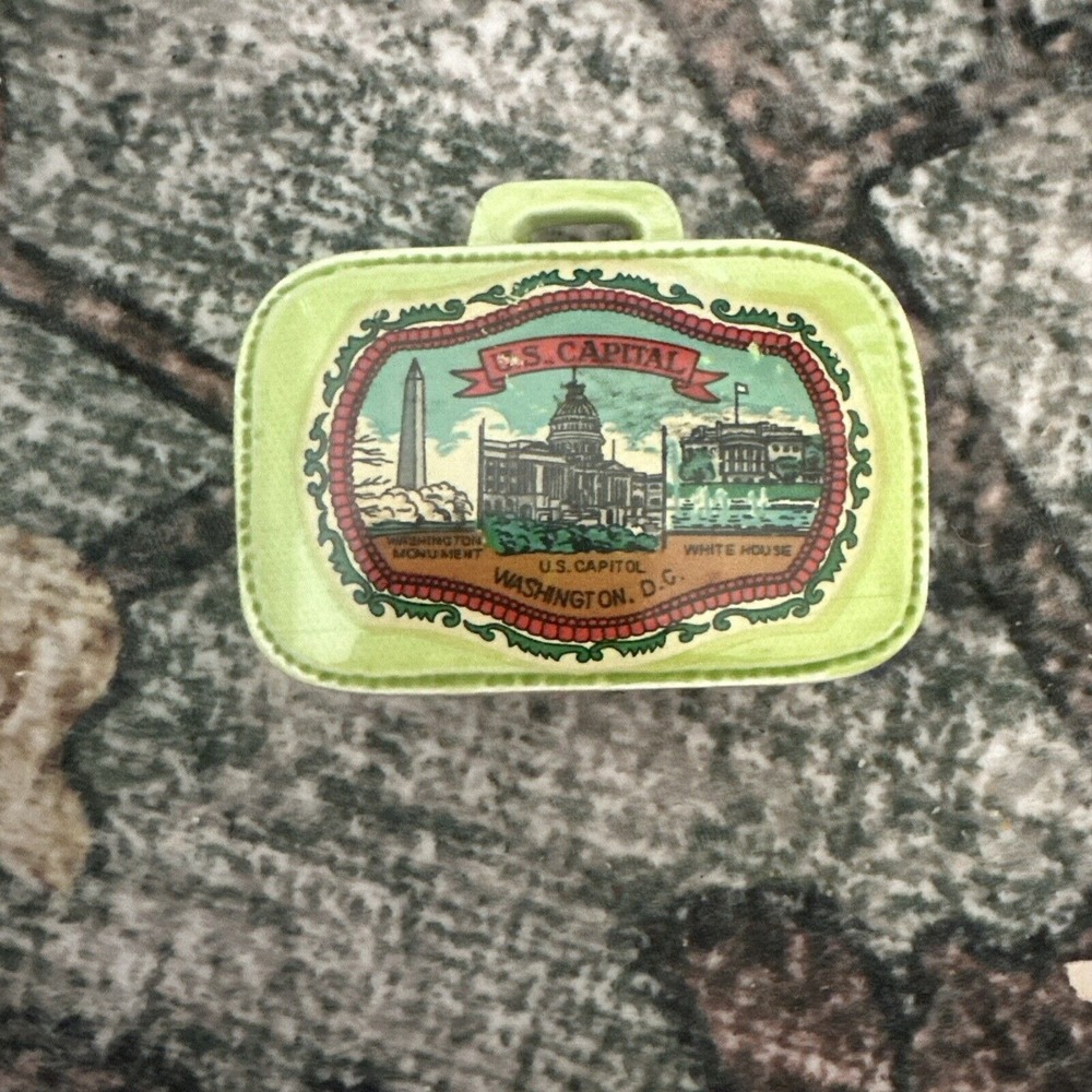 VINTAGE US CAPITAL WASHINGTON DC CERAMIC SUITCASE PIGGY BANK‎ JAPAN